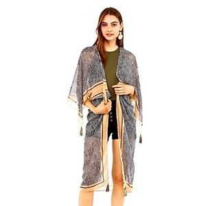 Express Zebra Print Kimono Cover-Up
